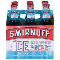 Smirnoff Ice Malt Beverage, Premium, Red, White & Berry, 6 Each