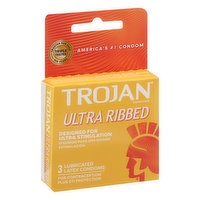 Trojan Condoms, Ultra Ribbed, 3 Each