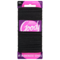 Goody Ouchless Elastics, Braided, Black, 32 Each