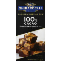 Ghirardelli Baking Bar, Premium, Unsweetened Chocolate, 100% Cacao, 4 Ounce