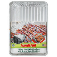 Handi Foil Baking Pans, Healthy, with Grease Absorbing Liner, Giant, 2 Each