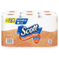 Scott Comfort Plus Bathroom Tissue, Unscented, Mega Rolls, One Ply, 12 Each