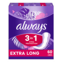 Always Xtra Protection Always 3-in-1 Liners, 60 CT, 60 Each