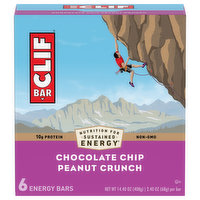Clif Energy Bar, Chocolate Chip Peanut Crunch, 6 Each