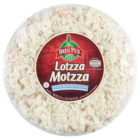 Lotzza Motzza Frozen 12-inch chicken Alfredo pizza with chicken and a white cream sauce. Homemade taste for hungry appetites. Generous meat pieces and half-pound of Wisconsin Mozzarella cheese top each pizza., 23.75 Ounce