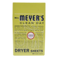 Mrs Meyers Clean Day Dryer Sheets, Lemon Verbena Scent, 80 Each