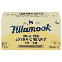 Tillamook Butter, Extra Creamy, Unsalted, 4 Each