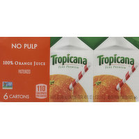 Tropicana Juice, 100% Orange, No Pulp, 6 Each