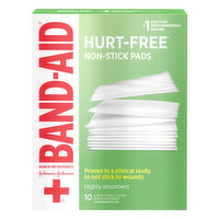 Band Aid Hurt-Free Non-Stick Pads, Large Triple Layer, Highly Absorbent, 10 Each