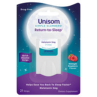 Unisom Simple Slumbers Melatonin, 3 mg, Return-to-Sleep, Midnight Raspberry Flavor. Strips, 21 Each