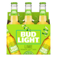 Bud Light Beer, Lager, Premium Light, Lime, 6 Each