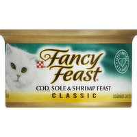 Fancy Feast Cat Food, Gourmet, Classic, Cod, Sole & Shrimp Feast, 3 Ounce