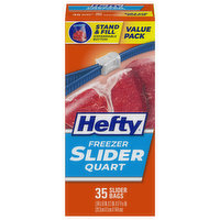 Hefty Slider Bags, Freezer, Quart, Value Pack