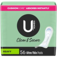 U By Kotex Clean & Secure U by Kotex Clean & Secure Ultra Thin Pads, Heavy Absorbency, 56 Each