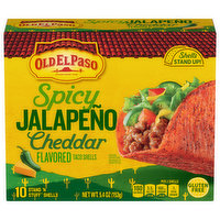 Old El Paso Taco Shells, Spicy Jalapeno Cheddar Flavored, Stand 'n Stuff, 10 Each