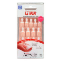 Kiss Salon Acrylic Nails, French, Petite Length, Squoval, 28 Each