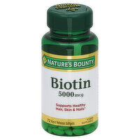 Nature's Bounty Biotin, 5000 mcg, Rapid Release Softgels, 72 Each