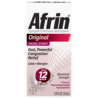 Afrin Nasal Decongestant, Maximum Strength, Nasal Spray, Original, 0.5 Fluid ounce