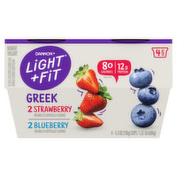 Dannon Strawberry Blueberry, Light+Fit, Greek Yogurt, 4 Pack, 21.2 Ounce