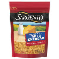 Sargento Shredded Cheese, Mild Cheddar, Off the Block, Fine Cut, 8 Ounce