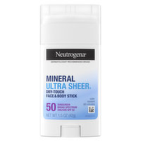 Neutrogena Ultra Sheer Face & Body Stick, Dry-Touch, Mineral, Broad Spectrum UVA/UVB SPF 50, 1.5 Ounce