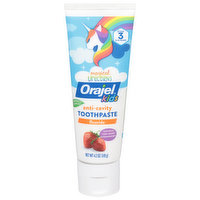 Orajel Toothpaste, Anticavity, Fluoride, Magical Unicorns, Natural Very Berry Strawberry, Stage 3 (2-10 Years), 4.2 Ounce