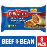 El Monterey Beef & Bean Chimichangas, 8 Count (Frozen), 8 Each