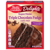 Betty Crocker Super Moist Cake Mix, Triple Chocolate Fudge, Delights, 13.25 Ounce