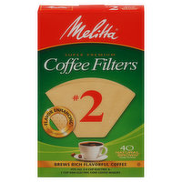 Melitta Coffee Filters, Super Premium, Natural Brown, Number 2, 40 Each