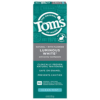 Tom's of Maine Toothpaste, Anticavity, Luminous White, Clean Mint, 4 Ounce