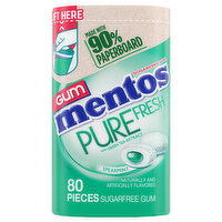 Mentos Pure Fresh Gum, Sugarfree, Spearmint, 80 Each