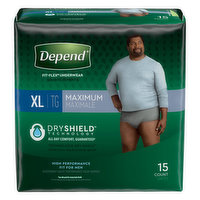 Depend Underwear, for Men, XL, 15 Each