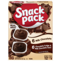 Snack Pack Family Pack Milk Chocolate and Chocolate Fudge/Milk Chocolate Swirl Pudding Cups, 12 Each