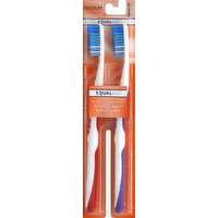 Equaline Toothbrushes, Angle Edge + Deep Clean, Regular, Medium, Value Pack, 2 Each