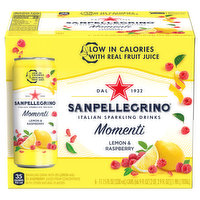 Sanpellegrino  Momenti Sparkling Drink, Italian, Lemon & Raspberry, 6 Pack, 6 Each