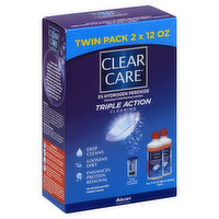 Clear Care Cleaning & Disinfecting Solution, Triple Action Cleaning, Twin Pack, 2 Each