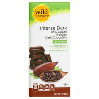 Wild Harvest Dark Chocolate, Belgian, Intense Dark, 3 Ounce