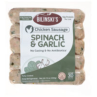 Bilinski's Chicken Sausage, Spinach & Garlic, 12 Ounce