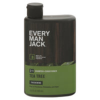 Every Man Jack Shampoo + Conditioner, Thickening, Tea Tree, 2 in 1, 13.5 Fluid ounce