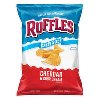 Ruffles Potato Chips, Cheddar & Sour Cream Flavored, Party Size, 13 Ounce