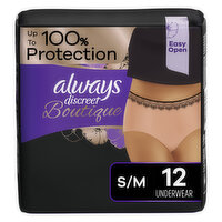 Always Discreet Discreet Boutique Incontinence Underwear, Maximum Protection, S/M, Rosy, 12 Each