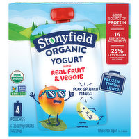 Stonyfield Organic Yogurt, Whole Milk, Pear Spinach Mango, 4 Each
