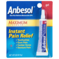 Anbesol Pain Relief, Instant, Maximum Strength, Gel, 0.33 Ounce