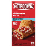 Hot Pockets Sandwich, Garlic Buttery Crust, Pepperoni Pizza, Premium, 12 Pack, 12 Each