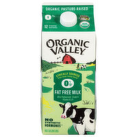 Organic Valley Milk, Fat Free, 0% Milk Fat, 0.5 Gallon