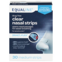 Equaline Nasal Strips, Clear, Medium, 30 Each