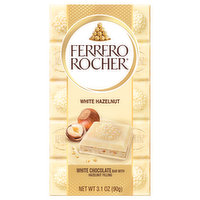 Ferrero Rocher White Chocolate Bar, with Hazelnut Filling, White Hazelnut, 3.1 Ounce