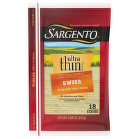 Sargento Ultra Thin Cheese Slices, Natural, Swiss, 18 Each