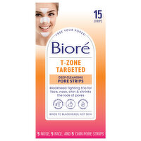 Biore Pore Strips, Deep Cleansing, T-Zone Targeted, 15 Each