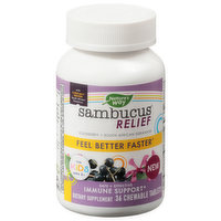 Nature's Way Sambucus Relief, Elderberry + South African Geranium, Immune Support, Tablets, 36 Each